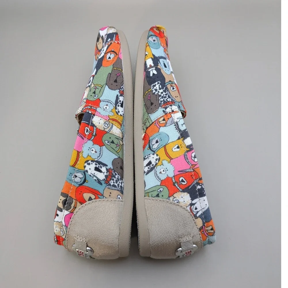 Bobs Skechers Dog Woof Party 34389 Multi Color Cartoon Comfort Sneakers Womens 7